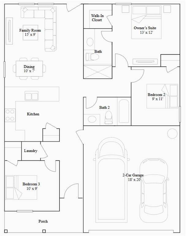 Spacious bedrooms offer versatile furniture arrangements, each equipped with a closet for easy organization.