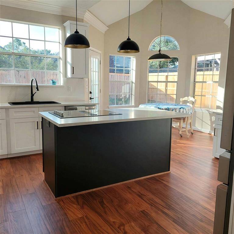 New lighting, and island