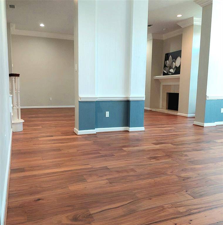 View of the family room from formal dining room,