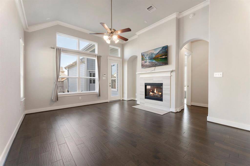 Gas fireplace.