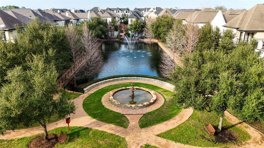 A bird's eye view of one of a couple of the community's lakes.