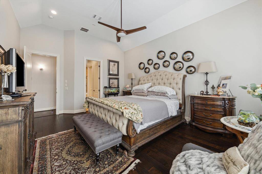 ANOTHER VIEW OF PRIMARY BEDROOM SUITE - neutral decor, recessed lighting and ceiling fan with light