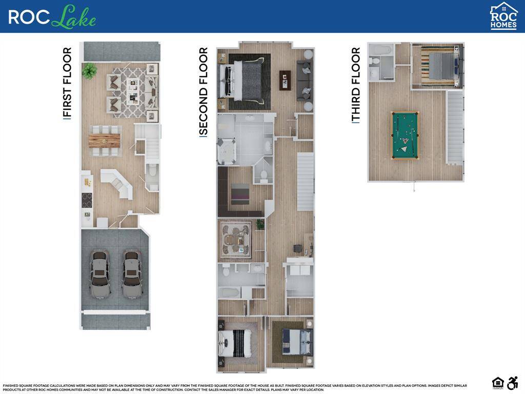 The ROClake floorplan from ROC Homes offers a spacious and contemporary layout designed for modern living. finished square footage varies based on elevation styles and plan options.