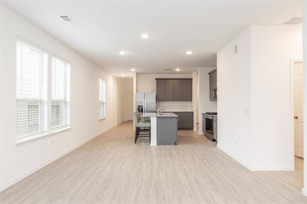 View of the kitchen from the living room.