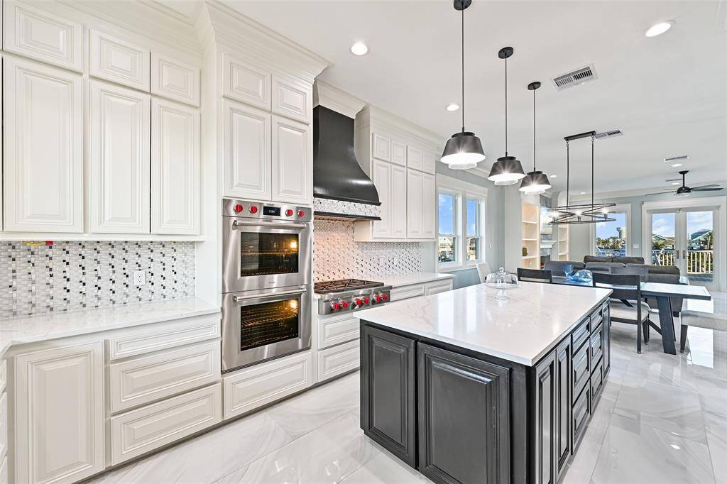 Kitchen open to dining/living combo