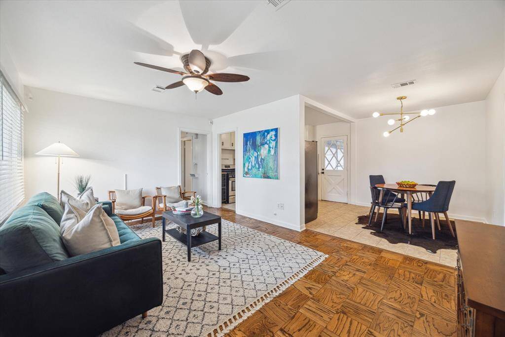 NO CARPET, only tile and original parquet floors throughout.