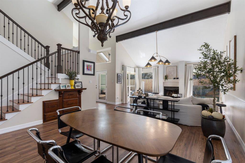 Living and dining areas flow together for large gatherings