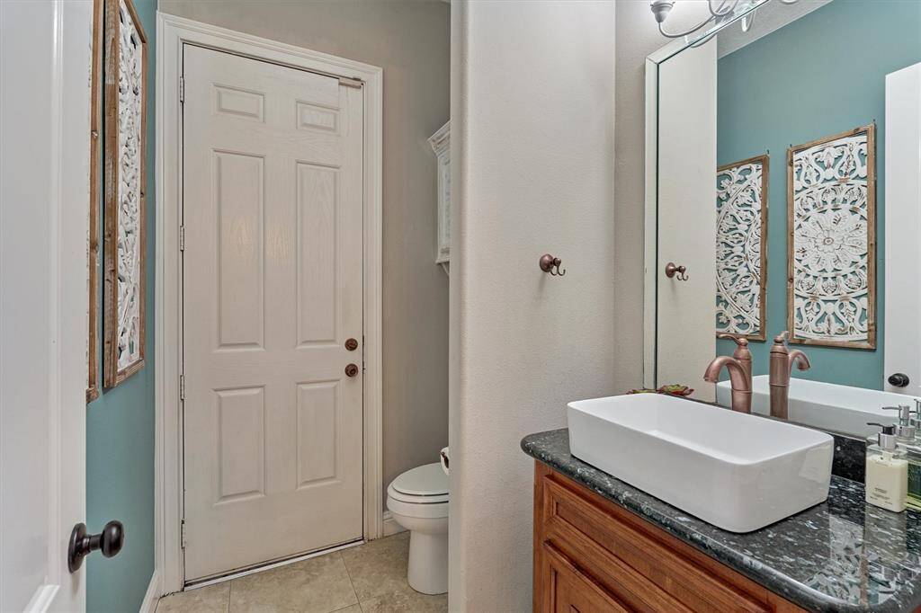 The powder bath also has exterior access and is located conveniently as a future pool bath.