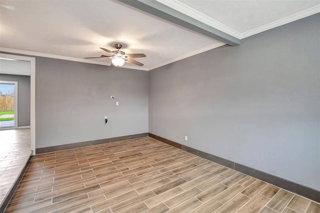 Wood look like tile all trough out the home.