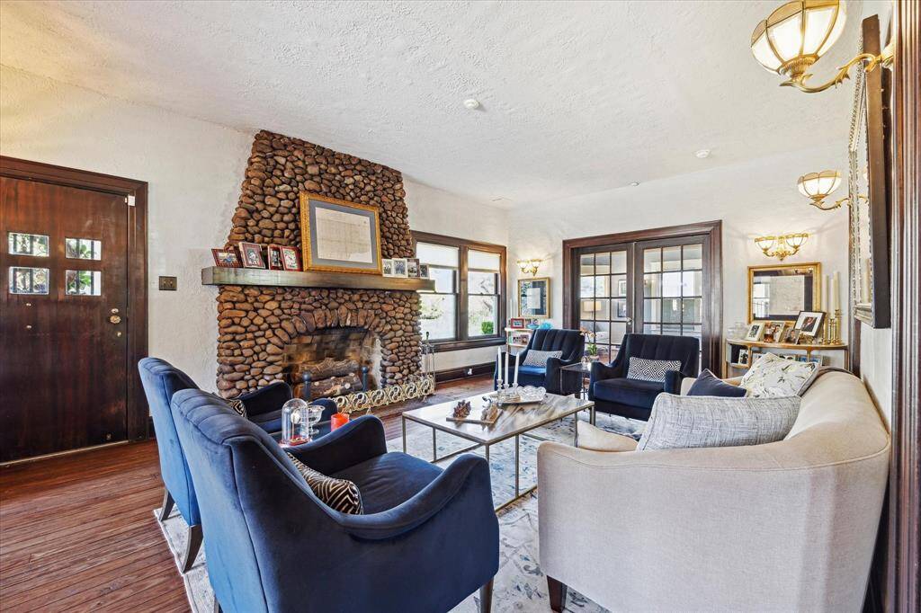The original oversized front door was custom built for this home.