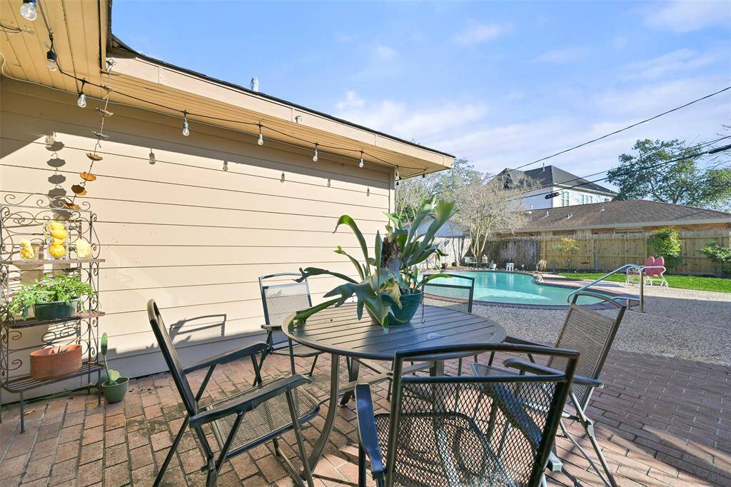 Dine alfresco on the brick patio