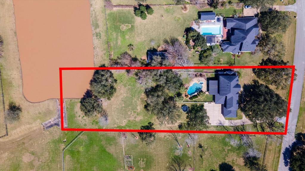 Aerial view of property line
