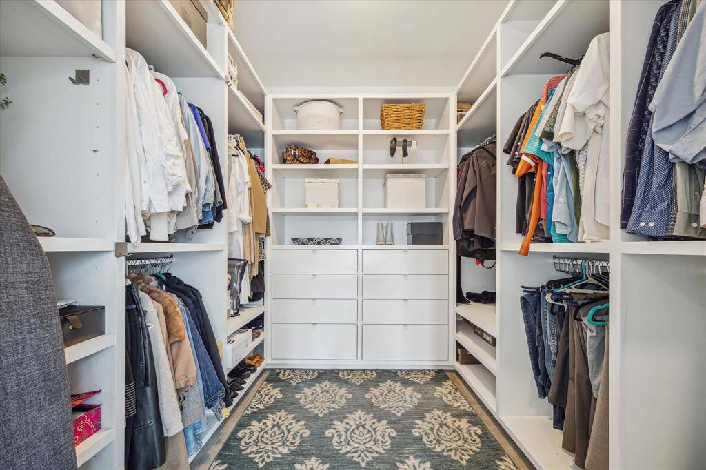 Large walk-in closet in primary.