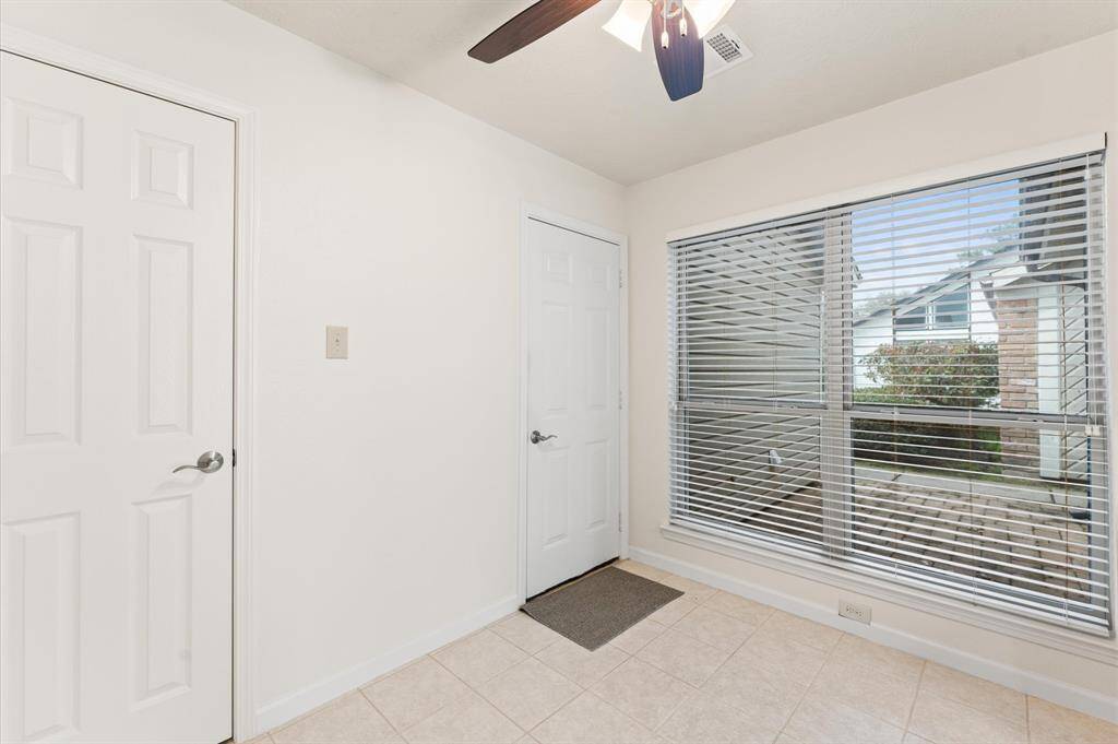 The door on the left, leads to the pantry, and the door on the right, leads to the two car garage.