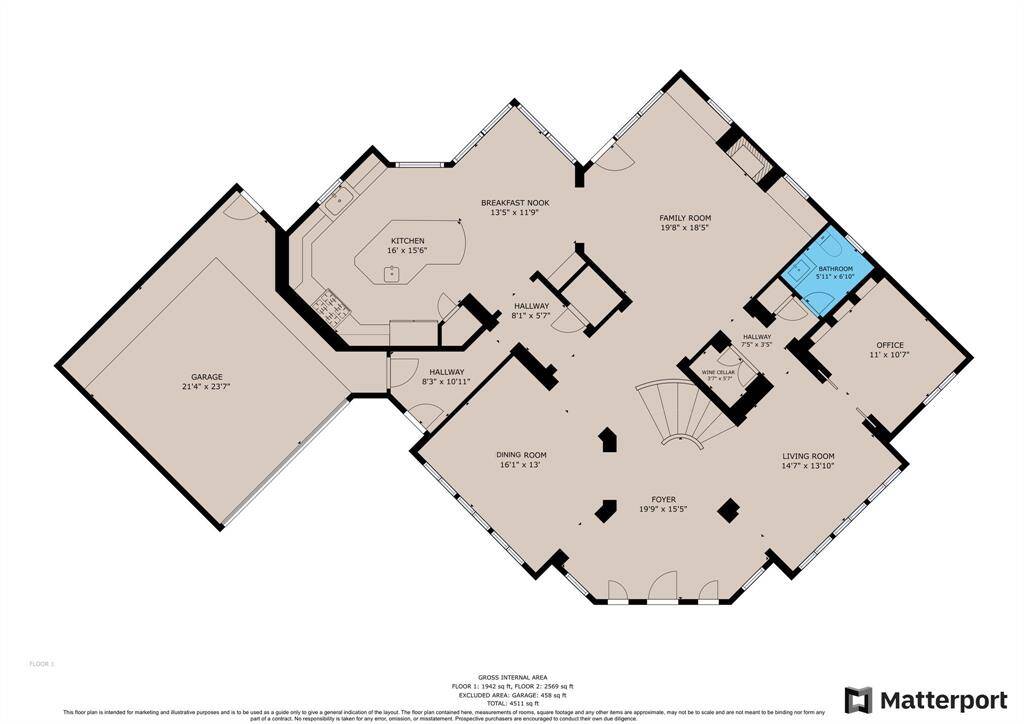 First floor plan. Great circulation and large, light-filled rooms.