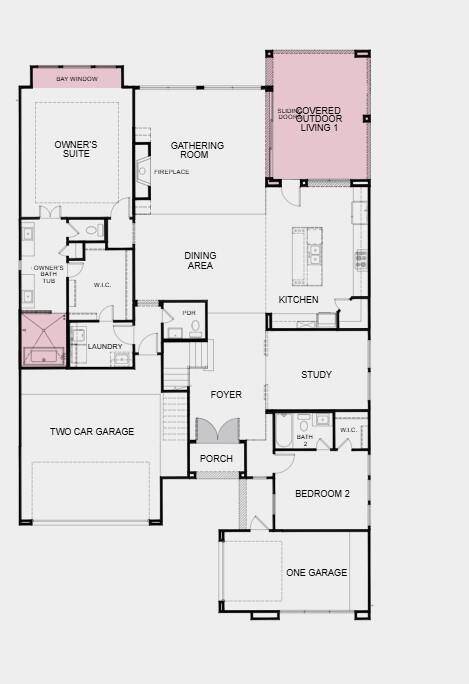 Structural options include a bay window in the owner's suite, bedroom 5 with bath, freestanding tub, extended outdoor living, and double doors at entry.