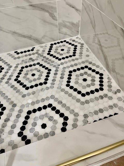 New floor tile in shower