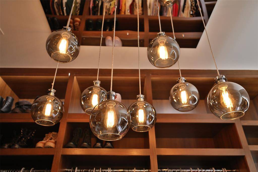 Another custom hand crafted chandelier located in the California closet. Not shown is a makeup vanity and custom California closet.
