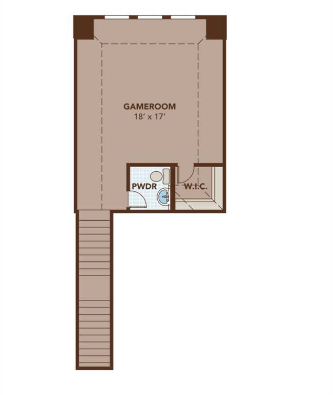 Gameroom, powder room, and large walk-in closet on the second floor.