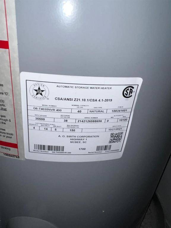 Water heater label