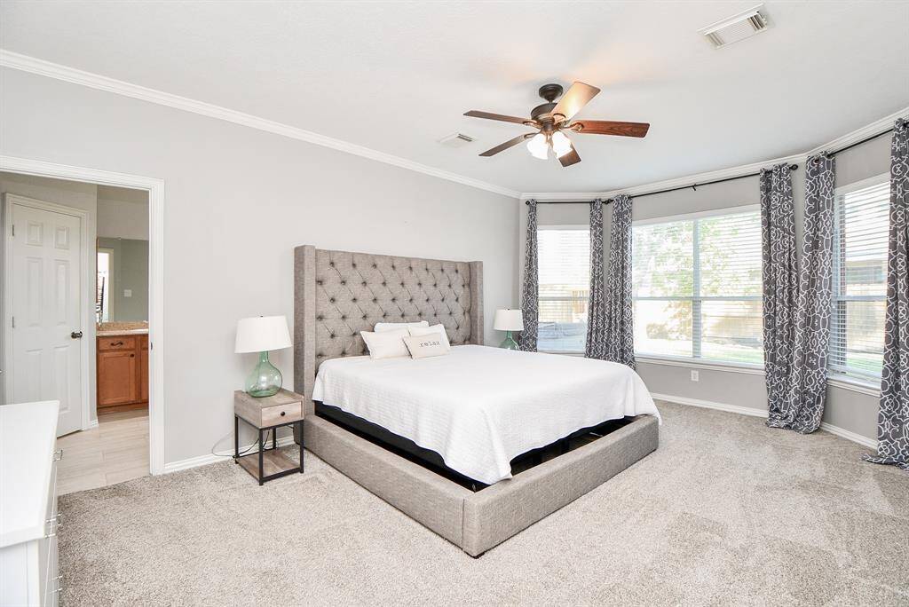 Spacious master bedroom with expansive windows offering abundant natural light.