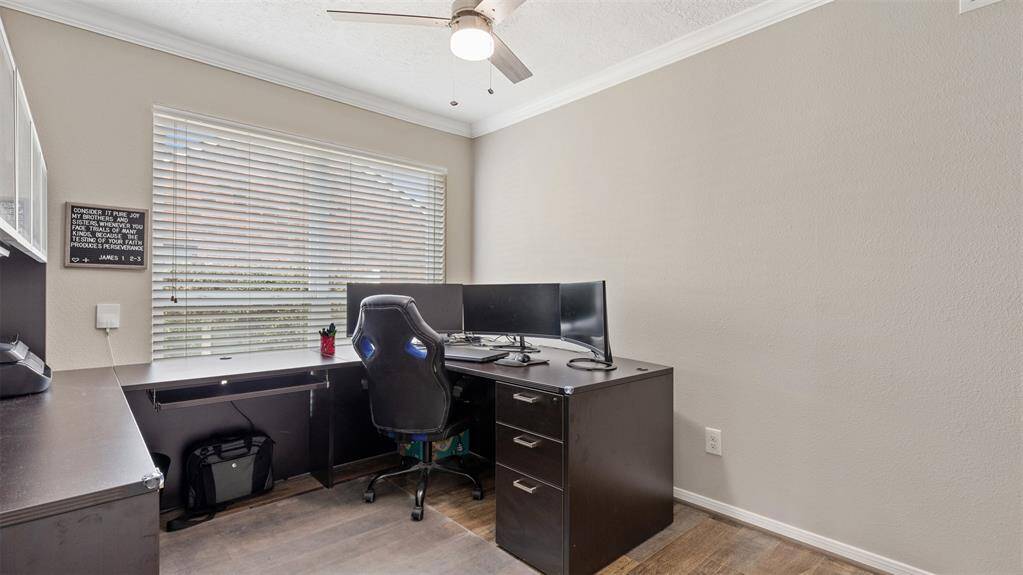 Office is off of the kitchen