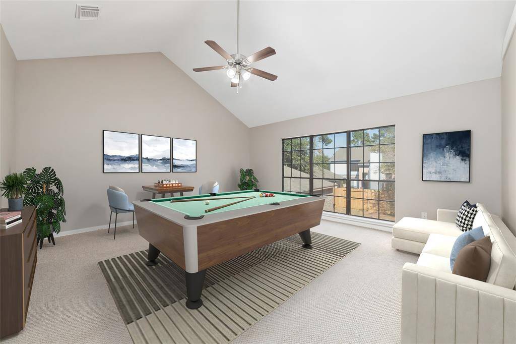 Enjoy fun times with friends and family upstairs in the great room living space. The flexible space offers room for a pool table, dedicated chess board or puzzling table, and a home theater area.