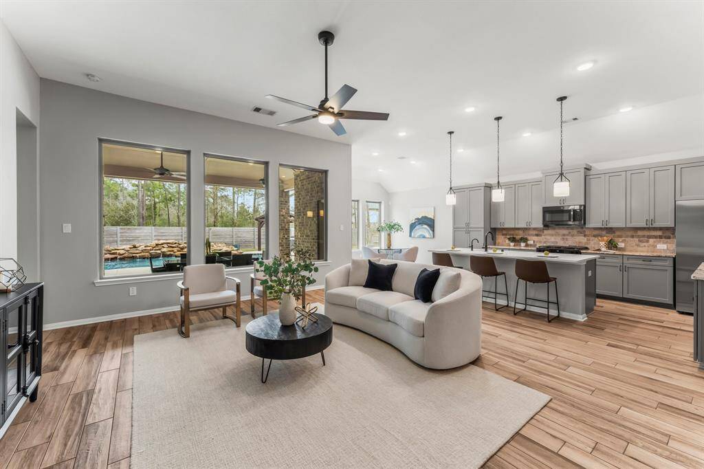This angle of the family room really shows off the how spacious this room is.
