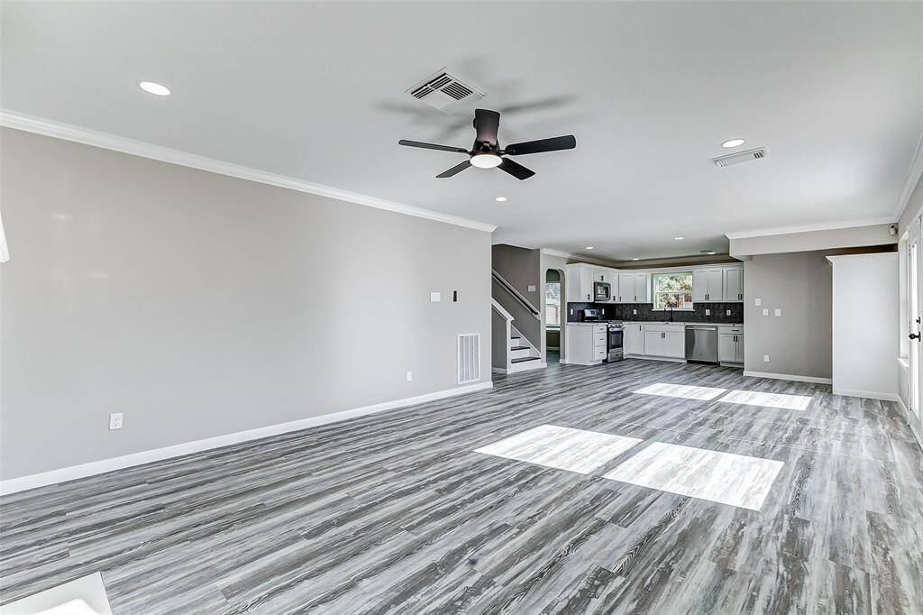 living area open to kitchen