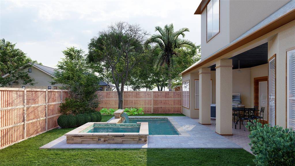 Envision the potential of your backyard with this stunning digitally rendered pool design. Thoughtfully created to showcase the possibilities of this outdoor space, the rendering illustrates a luxurious pool that seamlessly integrates with the landscape, offering both relaxation and entertainment.