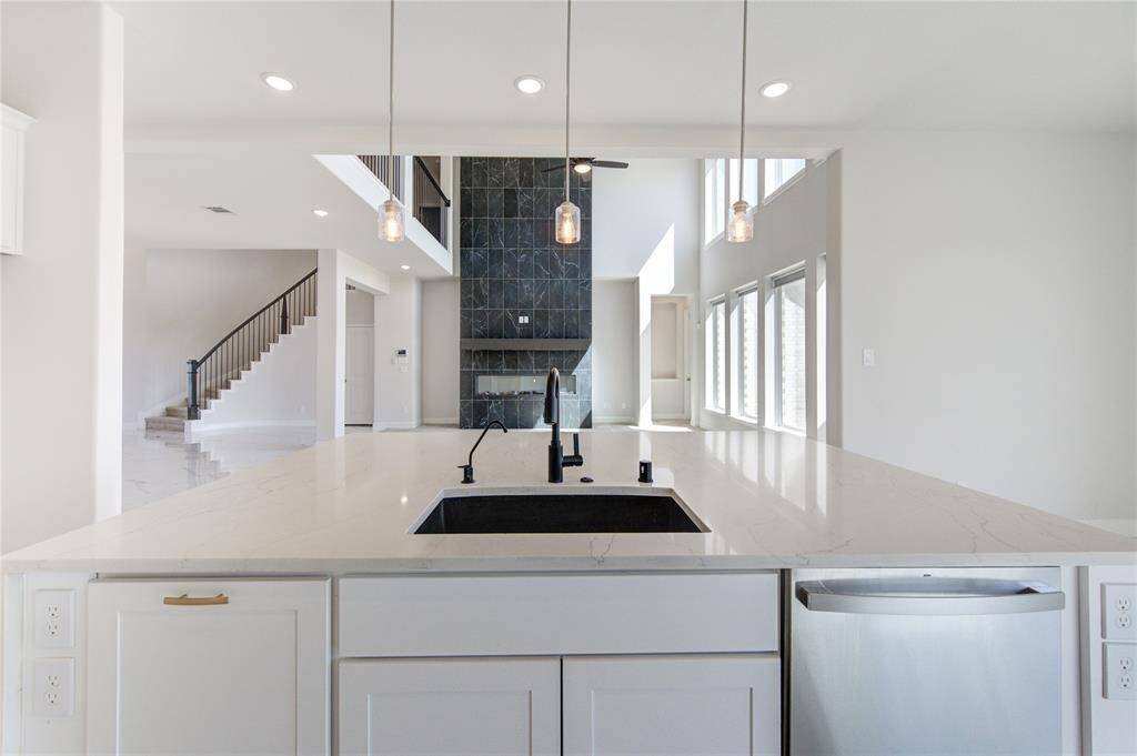 kitchen open to living area