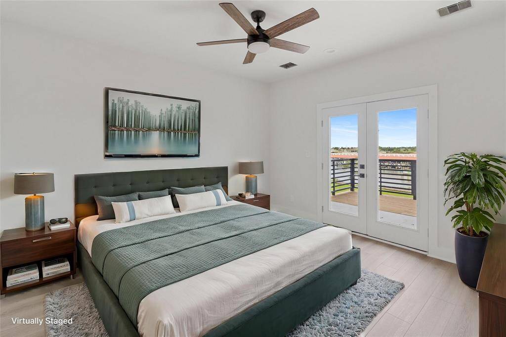 Virtually staged primary bedroom