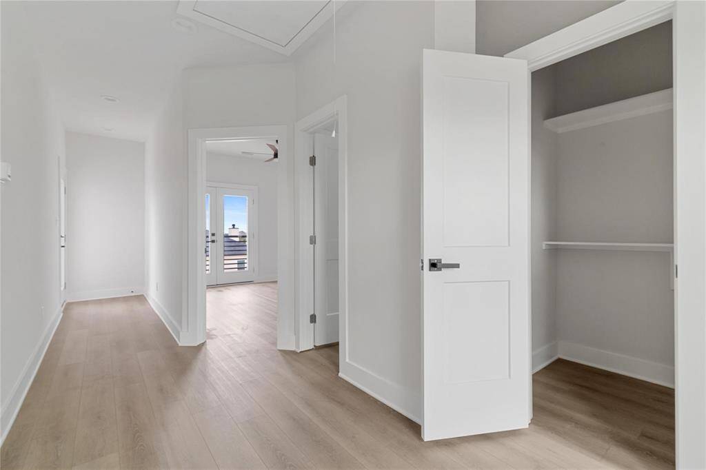 Storage/closet space pre-designed for a elevator shaft is ready for versatile usage