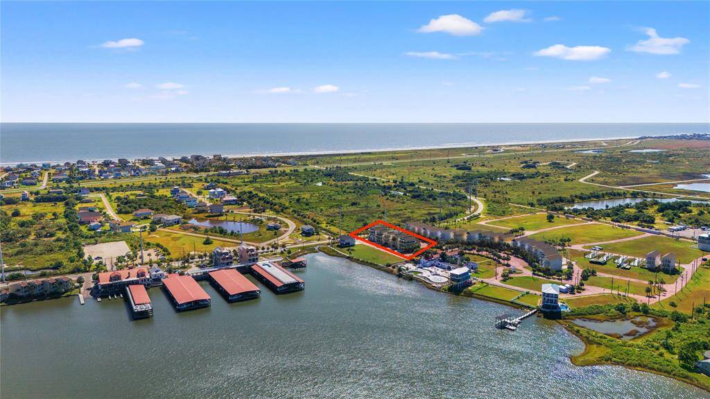 Aerial view from the bay to the shore