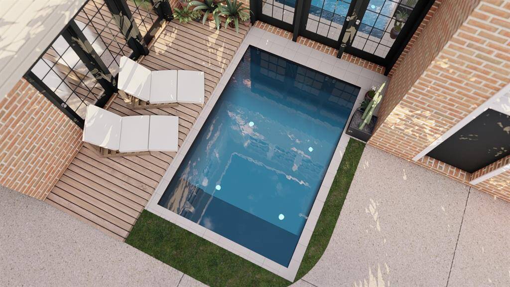 Rendering for pool in place of turf grass