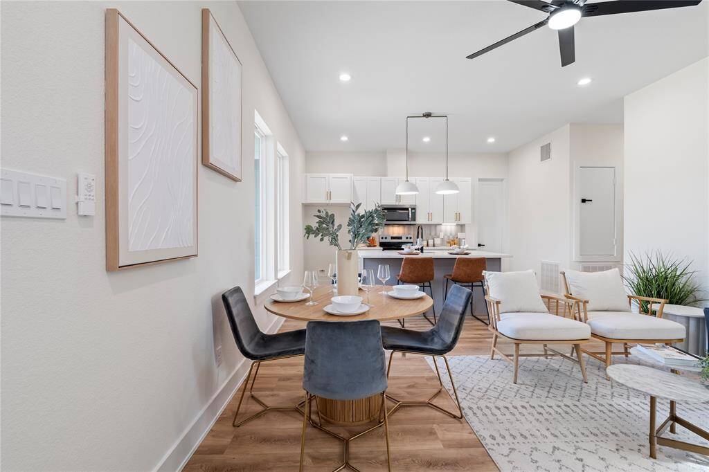 This functional floor plan provides plenty of space for a dedicated dining area, ideal for family meals and gatherings