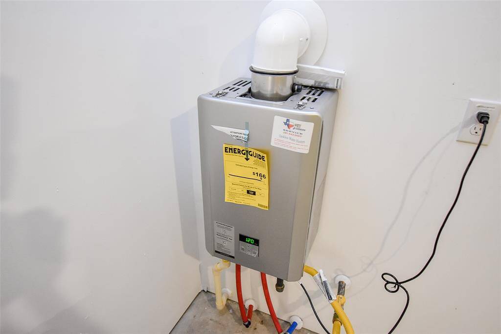 Tankless on demand water heater.