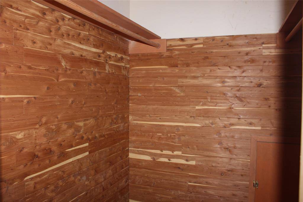 Large cedar closet in the hallway is perfect for all your delicates