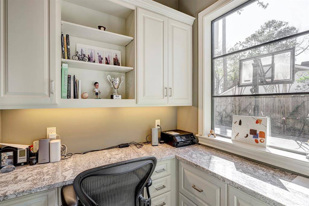Tucked away office behind family room by back door