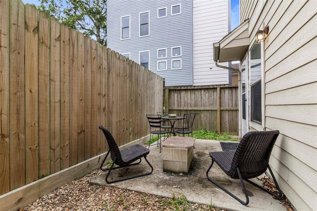 Outdoor patio space ideal for relaxing or hosting gatherings. The low-maintenance area is perfect for enjoying the pleasant East Downtown climate.