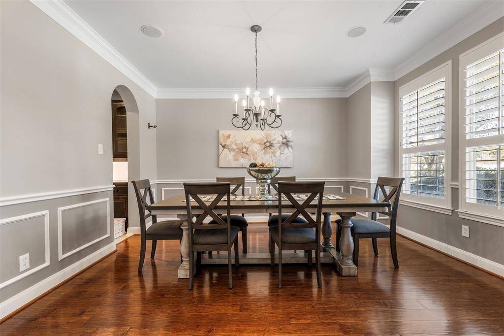 The home has a surround sound system in the dining room, living room, primary bedroom, and for the outdoor patio.