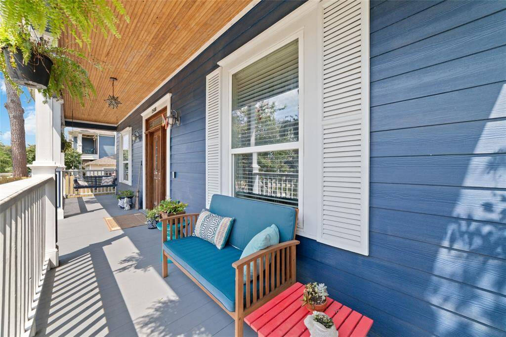 Sit back on the inviting front porch and wave to neighbors strolling along the Heights Hike & Bike Trail or visiting Herkimer Park just across the street.