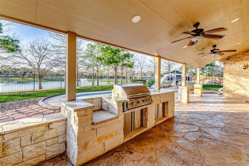 Imagine entertaining family and friends on this custom patio.