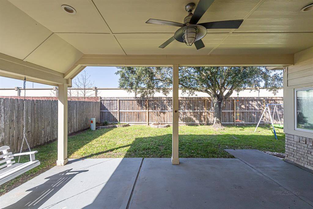 The covered back patio is oversized