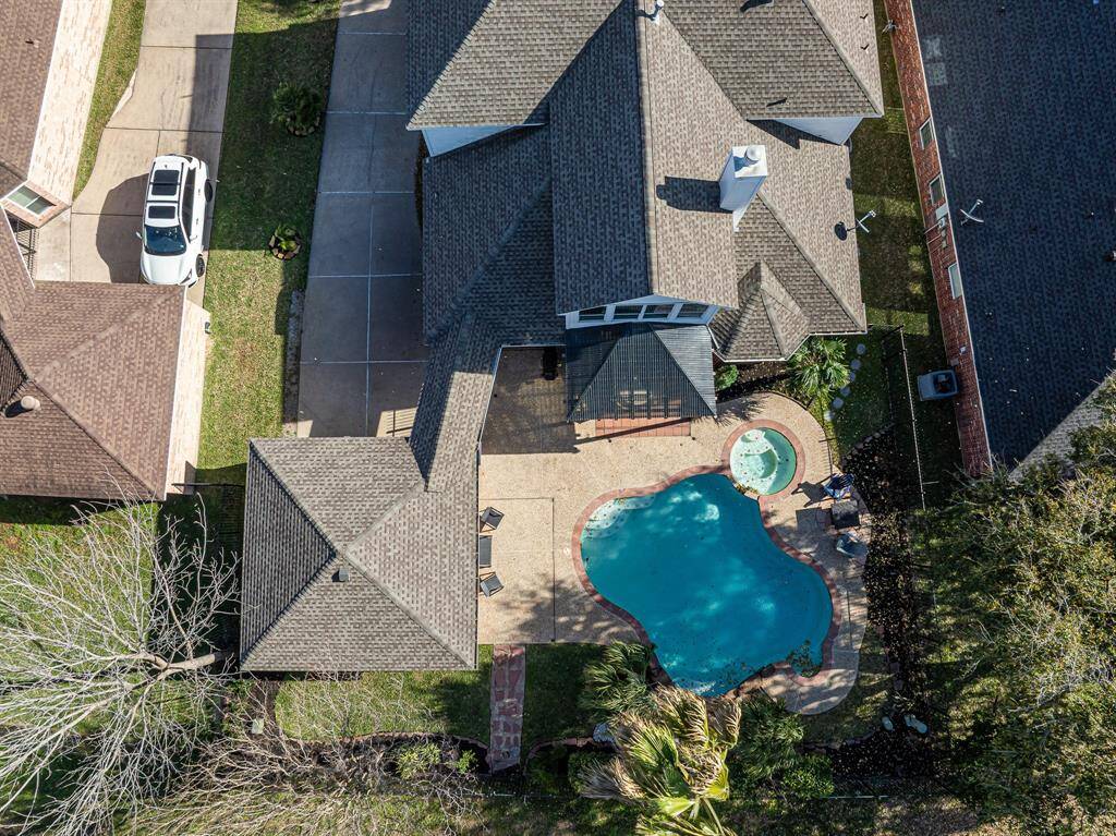 Aerial view of the back yard