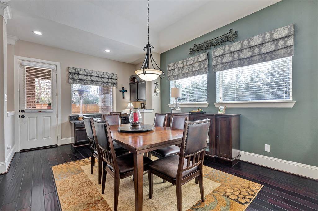 This dining space offers room to expand your table as needed.