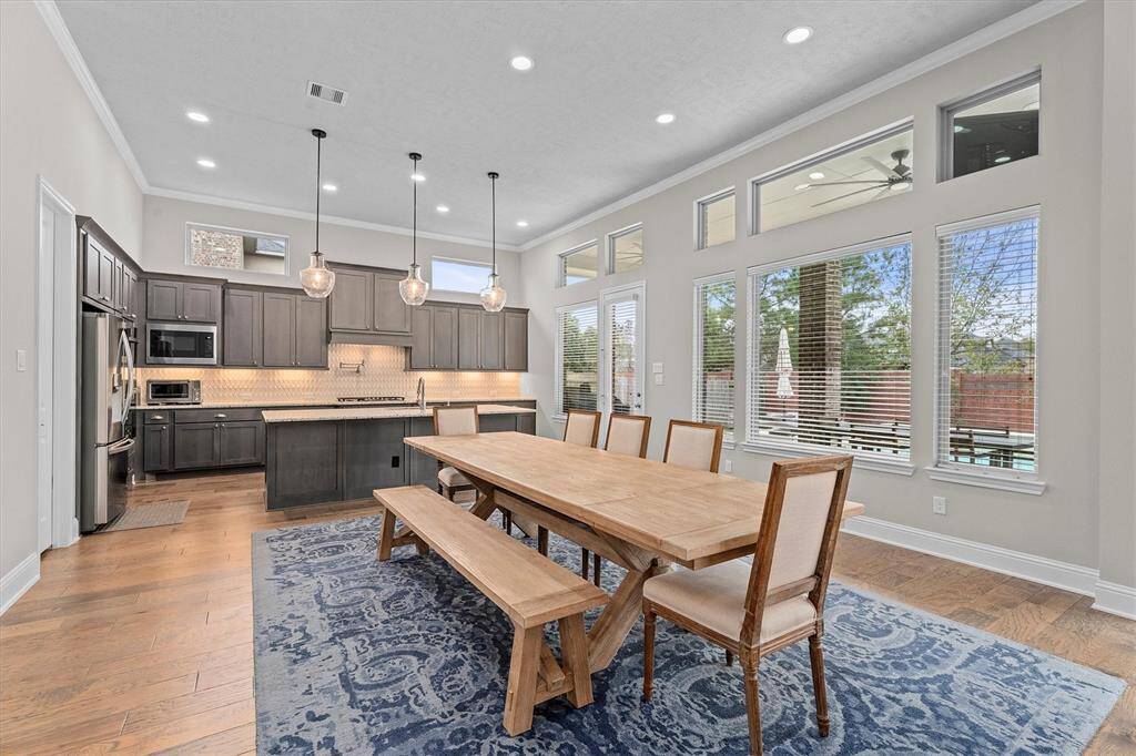Modern and current look with tons of work space and storage.