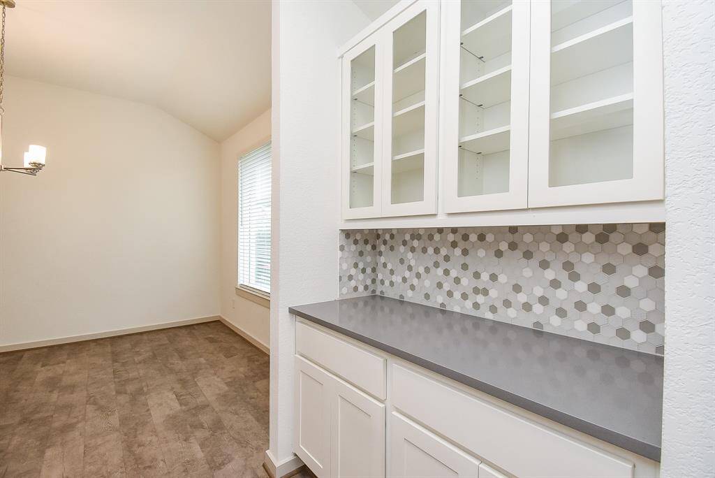 Here's the view from the cozy butler's pantry right off the formal dining area.