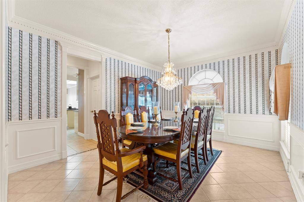 Tile flooring in formal dining