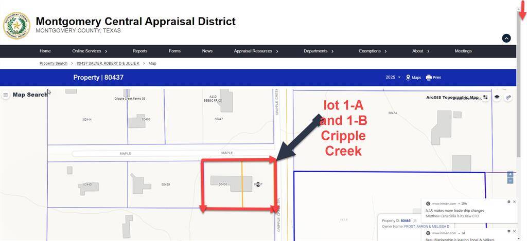 Appraisal district plat lot 1A and Lot 1B, 33507 Cripple Creek